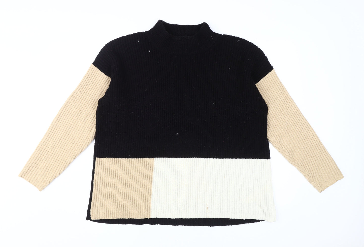 Apricot Women's Black Mock Neck Pullover Jumper M