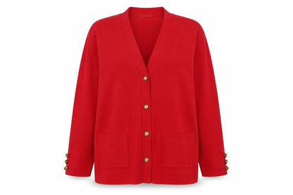 Womens UK Size L Daxon Red Cardigan Jumper