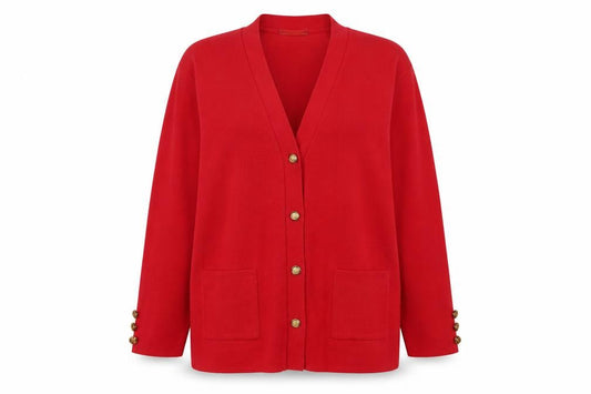 Womens UK Size L Daxon Red Cardigan Jumper