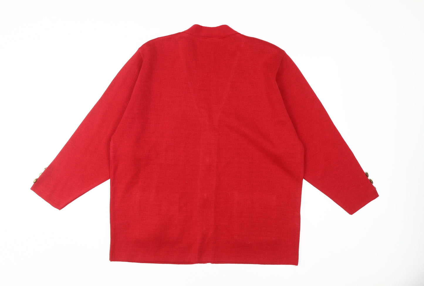 Daxon Women's Red Cardigan, Size L, V-Neck Casual