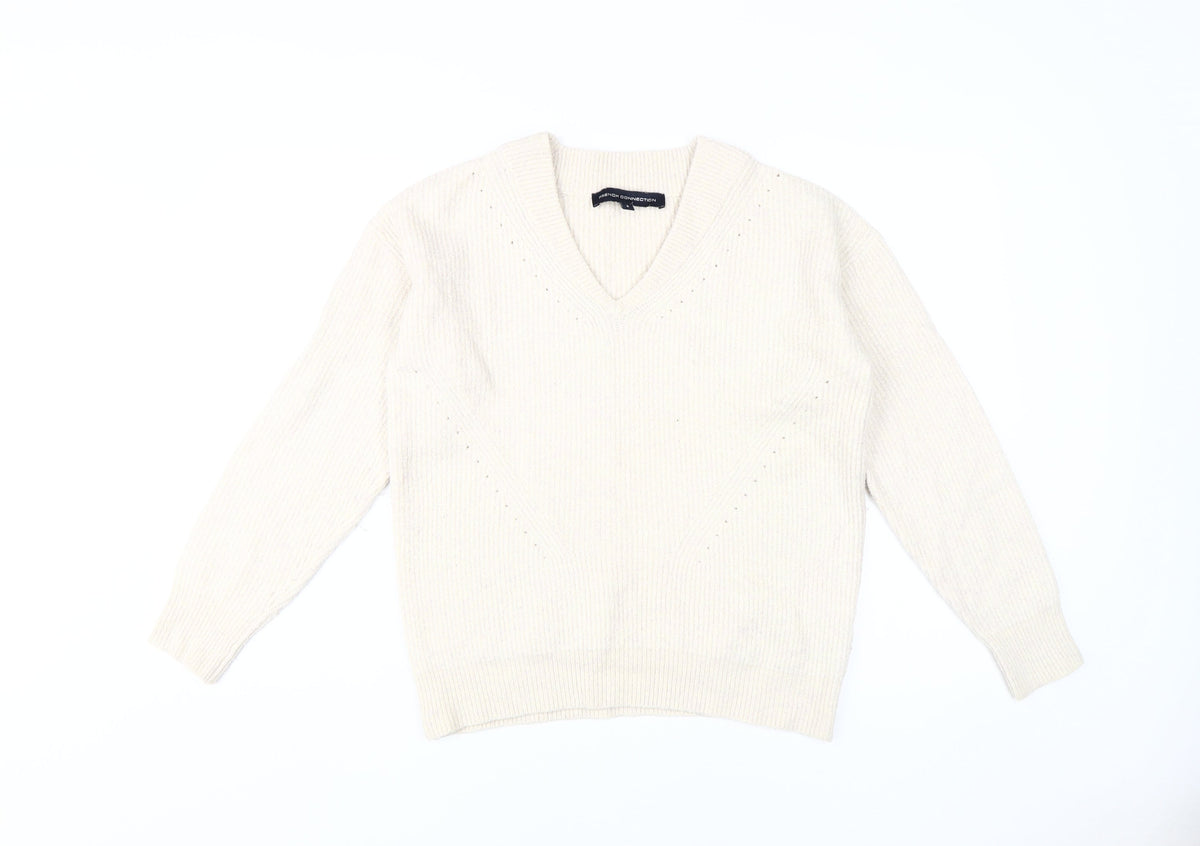 Womens UK Size S French Connection White Pullover Jumper