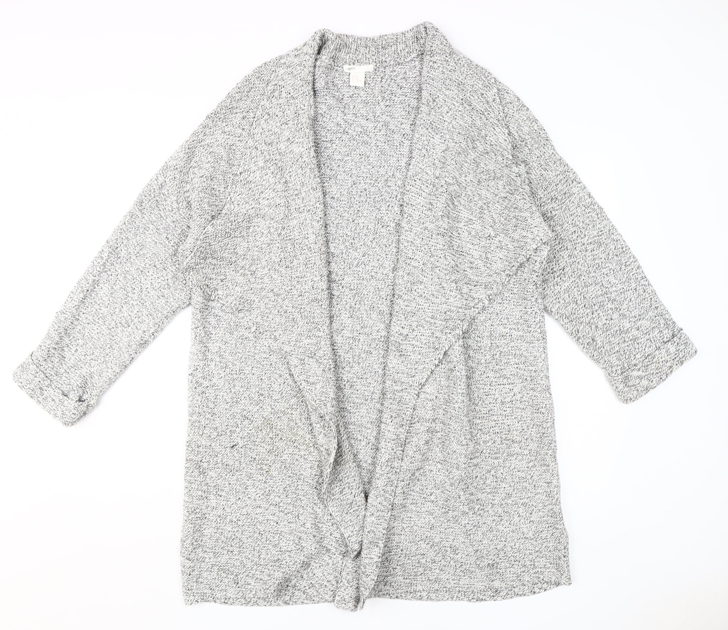 B Women's Grey Open-Knit Cardigan M/L