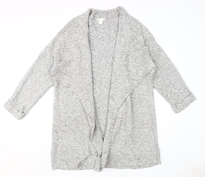 B Women's Grey Open-Knit Cardigan M/L