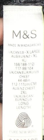 Marks and Spencer Men's Grey XL Wool High Neck Jumper