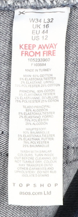 Topshop Women’s Blue Skinny Jeans, Size 16