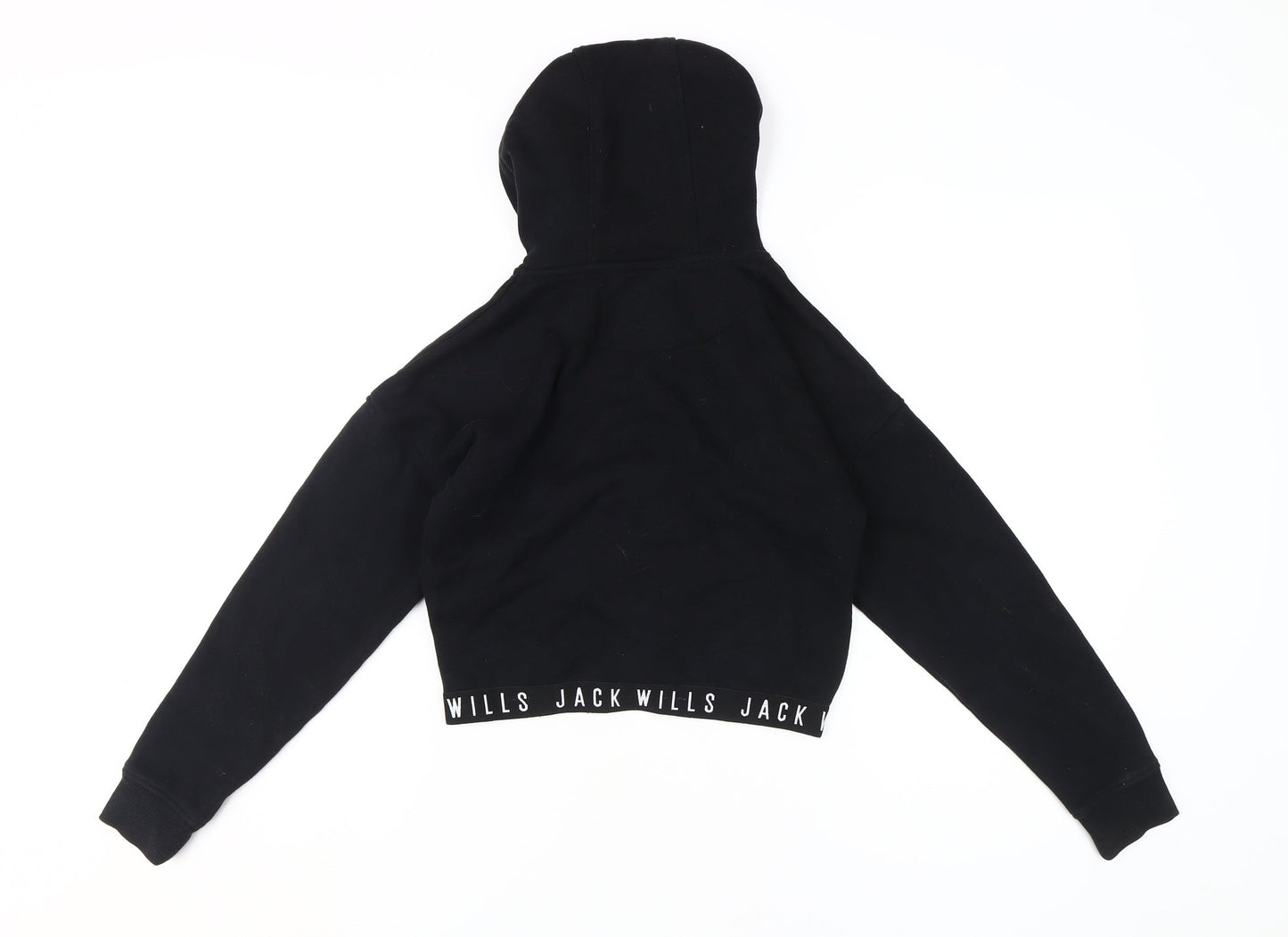 Jack Wills Girls Black Hooded Full Zip Hoodie 9-10 Years