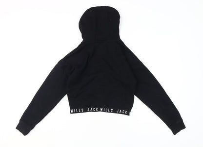 Jack Wills Girls Black Hooded Full Zip Hoodie 9-10 Years