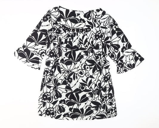 Marks and Spencer Women's Black Floral Shift Dress, Size 14