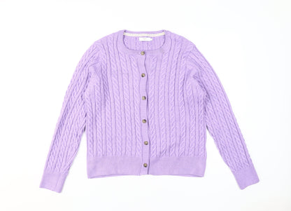 Cotton Traders Women's Purple Cable Cardigan Size 16