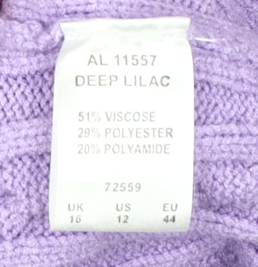 Cotton Traders Women's Purple Cable Cardigan Size 16