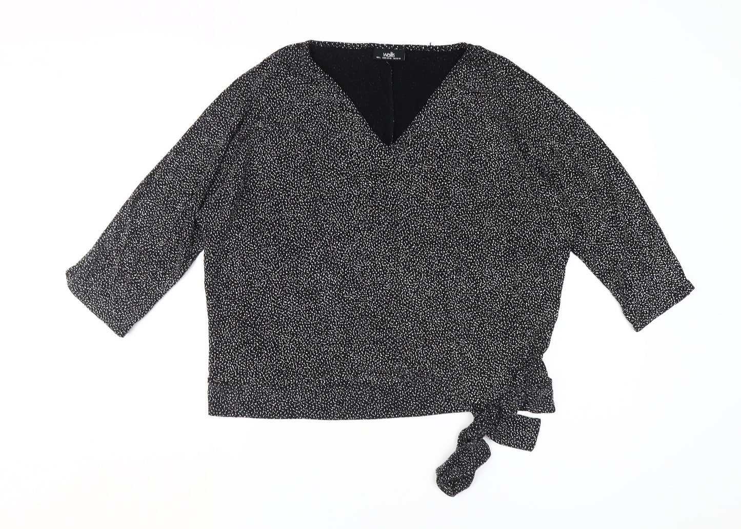 Womens UK Size L Wallis Black Wrap Blouse