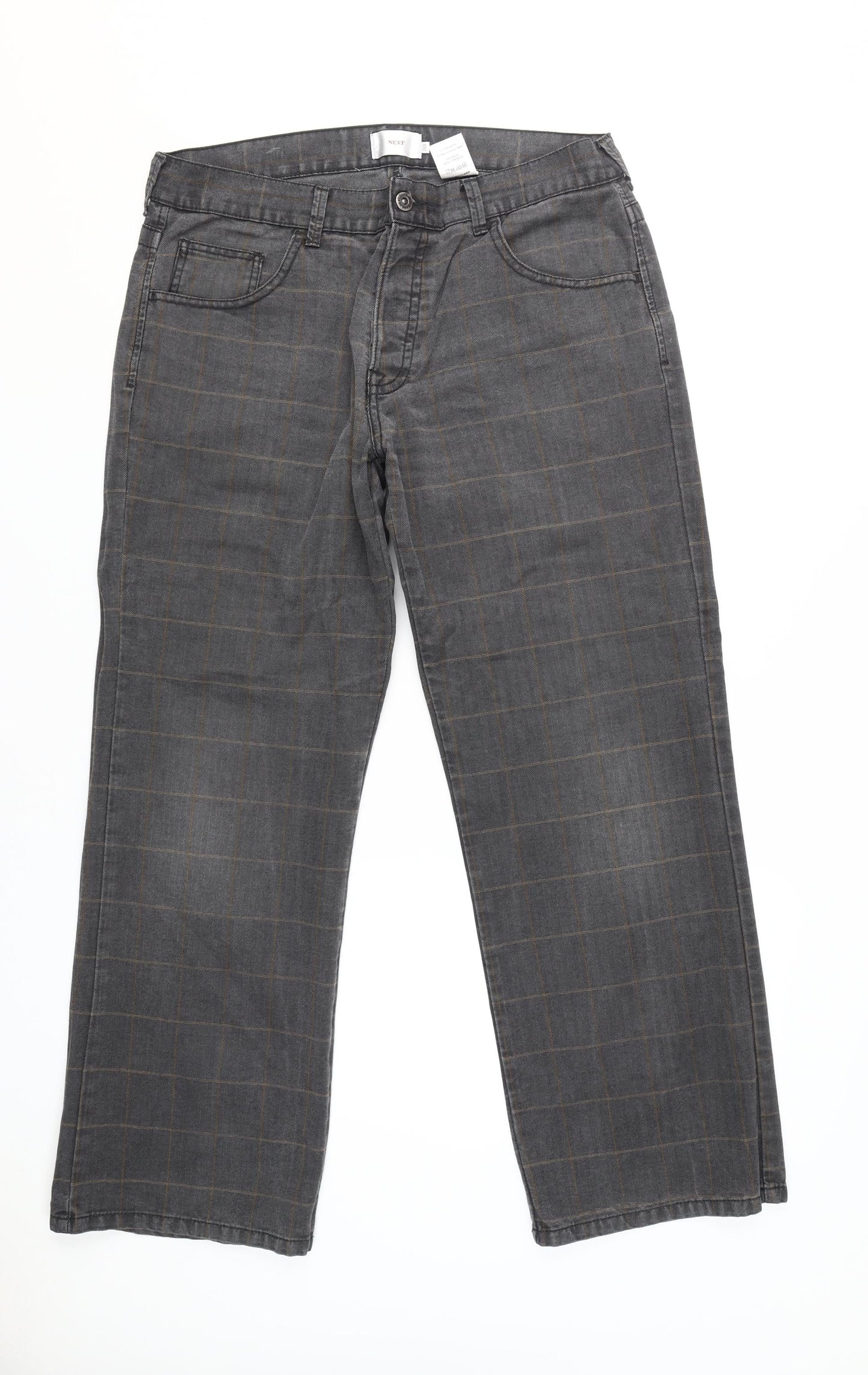 Next Grey Check Straight Jeans Men 36