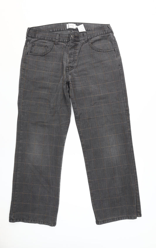 Next Grey Check Straight Jeans Men 36