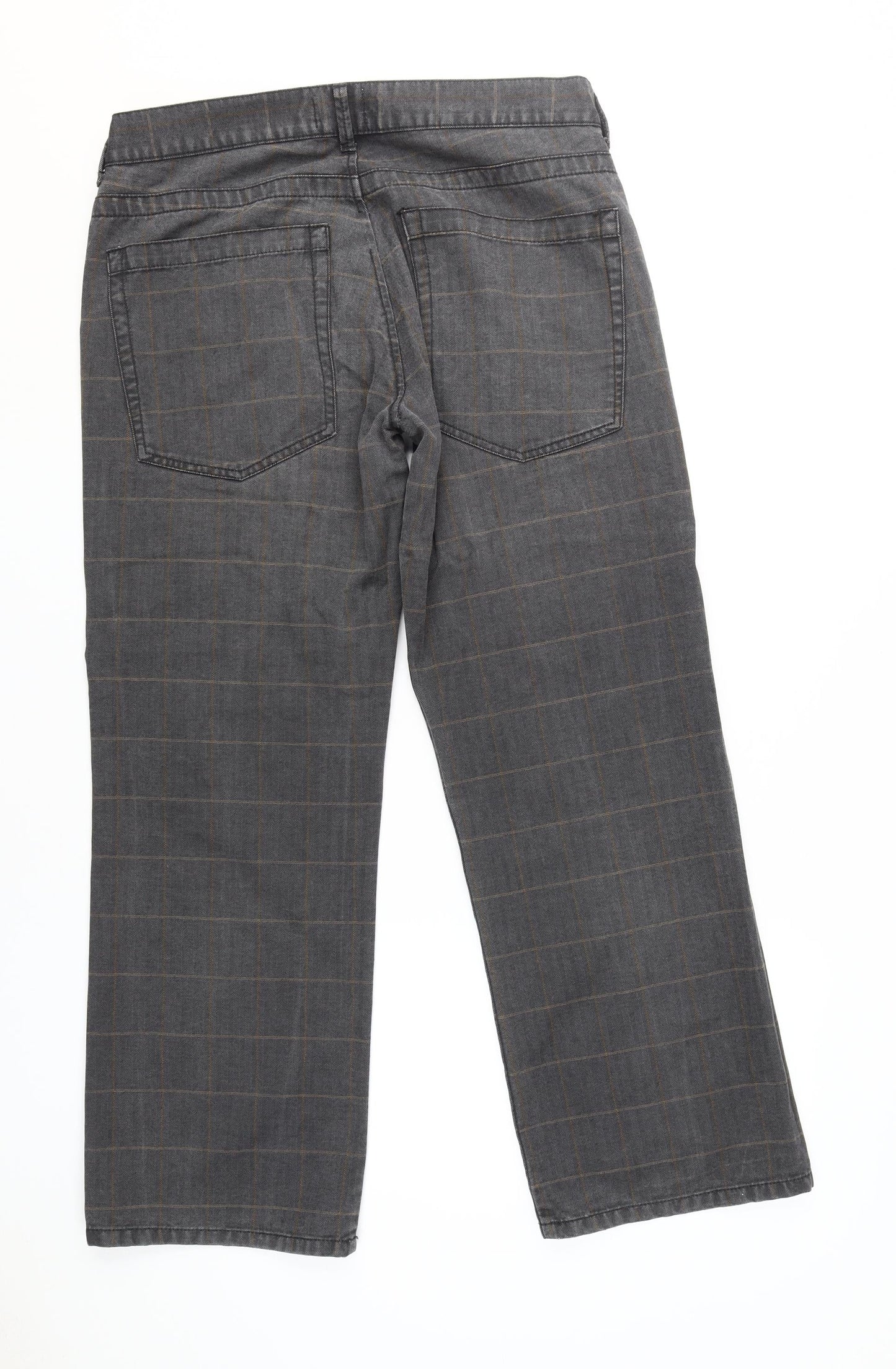 Next Grey Check Straight Jeans Men 36