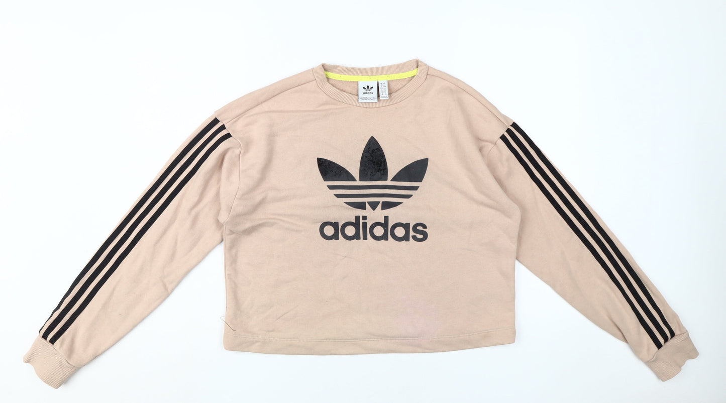Adidas Women's Beige Pullover Sweatshirt UK 12 - Sporty Comfort
