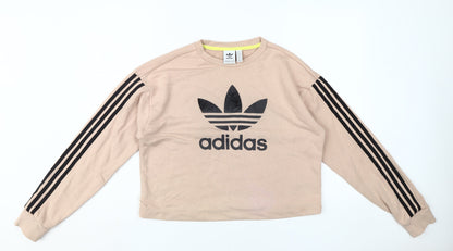 Adidas Women's Beige Pullover Sweatshirt UK 12 - Sporty Comfort