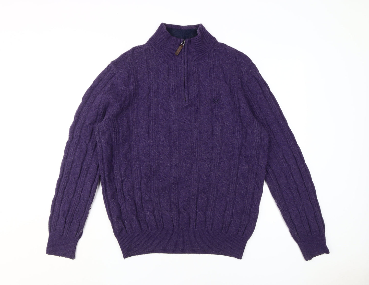 Crew Clothing Co Men's XL Purple Cable-Knit 1/2 Zip Jumper