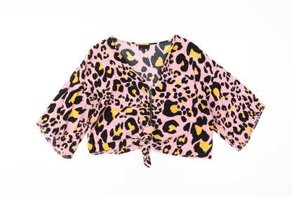 Womens UK Size 10 Topshop Pink Cropped Blouse