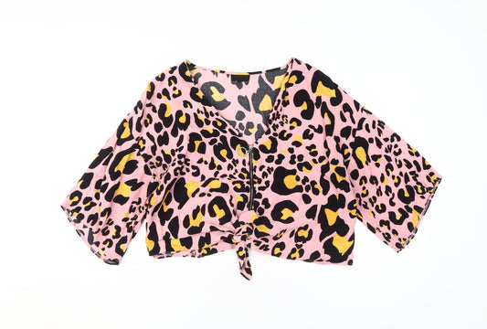 Womens UK Size 10 Topshop Pink Cropped Blouse