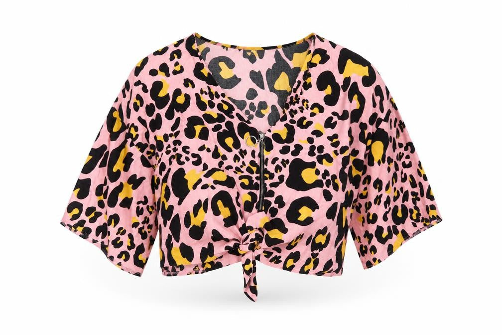 Womens UK Size 10 Topshop Pink Cropped Blouse
