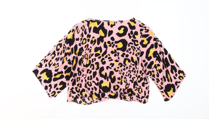Womens UK Size 10 Topshop Pink Cropped Blouse