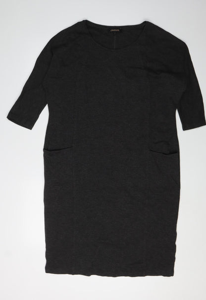 Jaeger Women's Black Shift Dress L 3/4 Sleeve