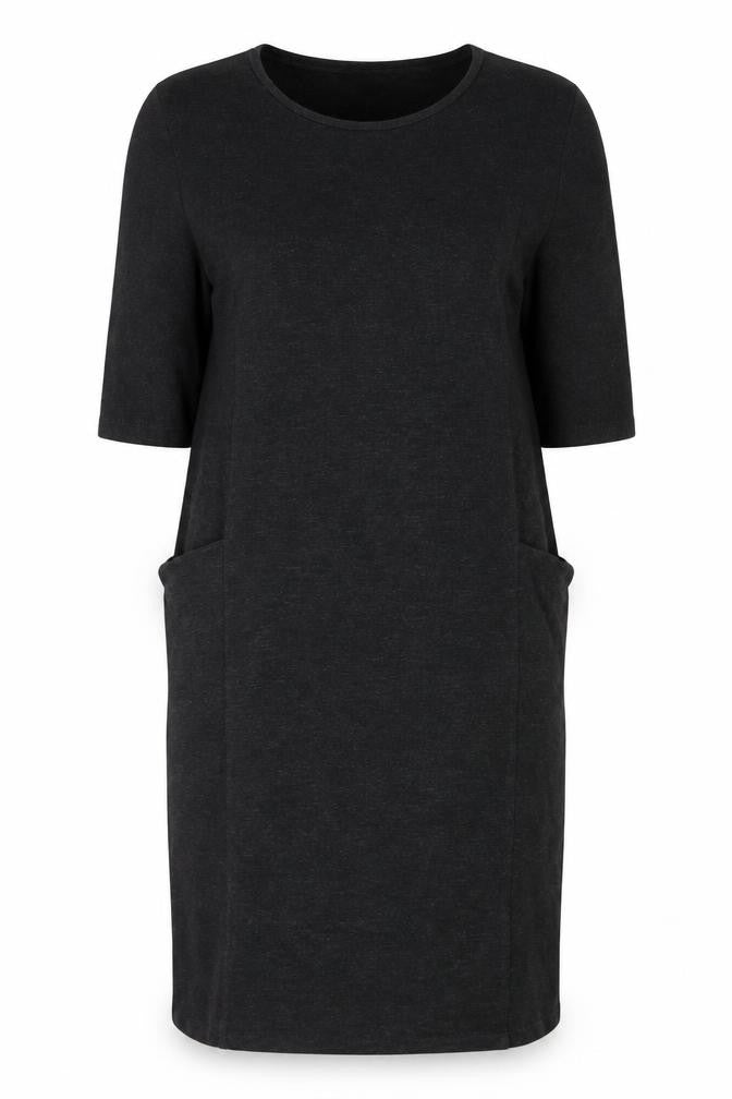 Jaeger Women's Black Shift Dress L 3/4 Sleeve
