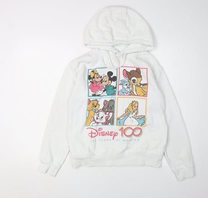 Primark Disney White Hoodie, Women's 2XS Pullover, Logo Accents