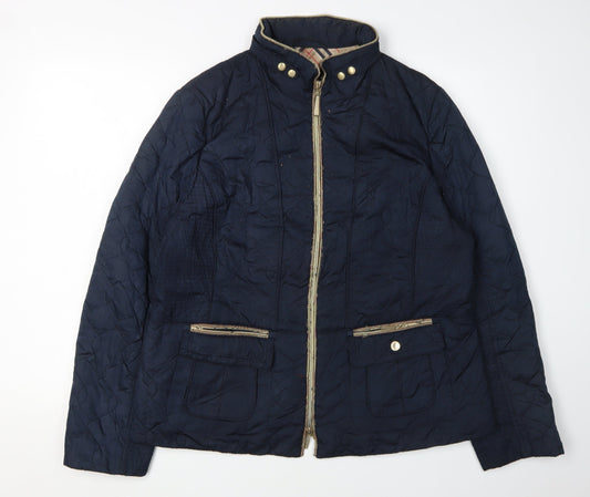 Gerry Weber Women's Blue Quilted Jacket Size 16 Casual