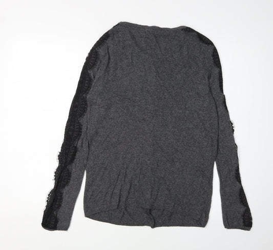 Womens UK Size 12 Zara Knit Grey Cardigan Jumper