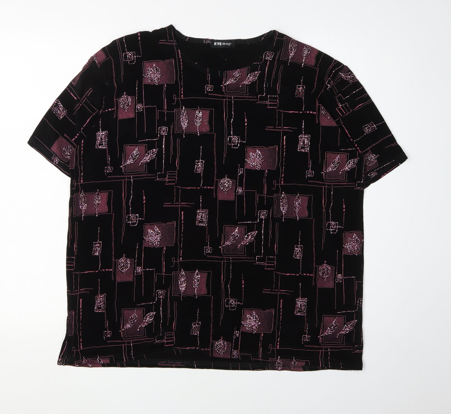 EYE Design Women's Black Geometric T-Shirt, XL