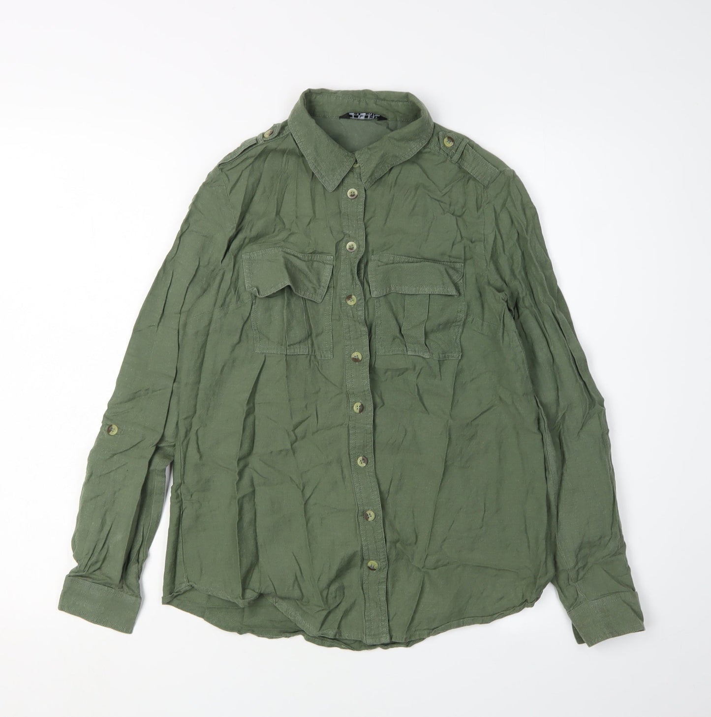 Womens UK Size 6 Select Green Basic Button-Up
