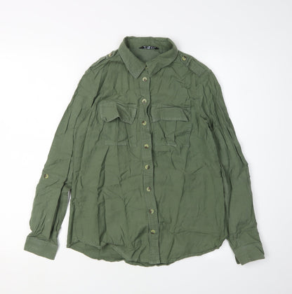 Womens UK Size 6 Select Green Basic Button-Up