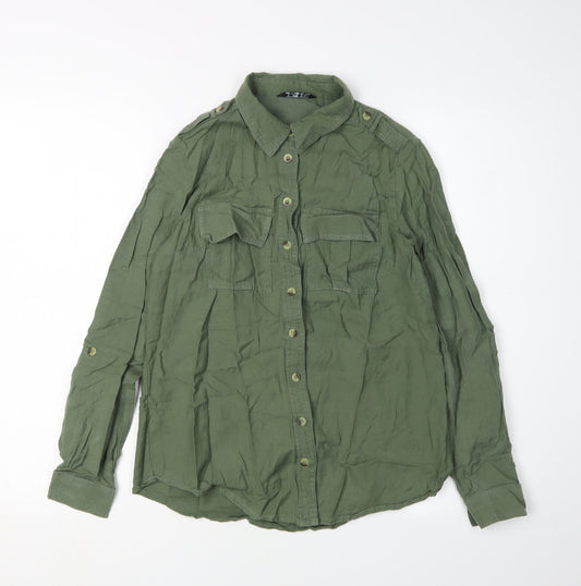 Womens UK Size 6 Select Green Basic Button-Up
