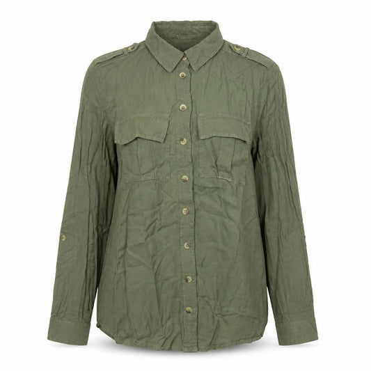 Womens UK Size 6 Select Green Basic Button-Up