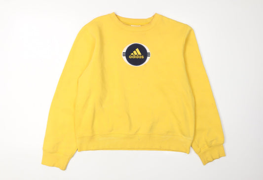 Adidas Yellow Logo Pullover Sweatshirt M Unisex Adults
