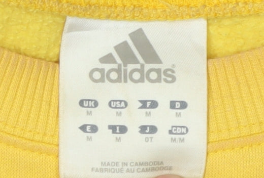 Adidas Yellow Logo Pullover Sweatshirt M Unisex Adults