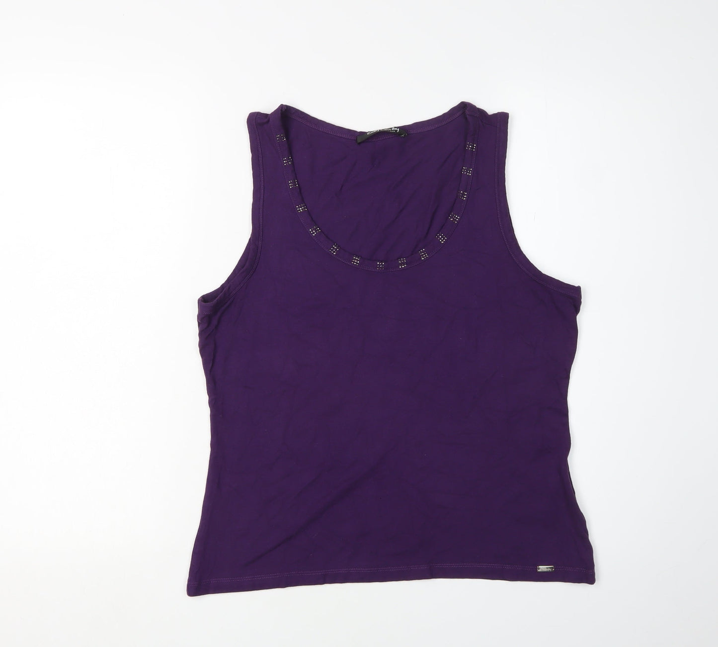 Betty Barclay Women's Purple Tank Top, 12, Beaded Scoop Neck