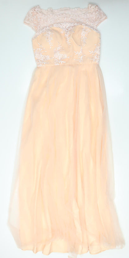 Chi Chi London Women Beige A-Line Dress Size 12