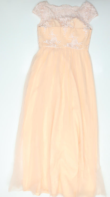 Chi Chi London Women Beige A-Line Dress Size 12