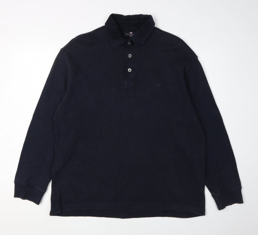 Marks and Spencer Men's Blue Long Sleeve Polo L
