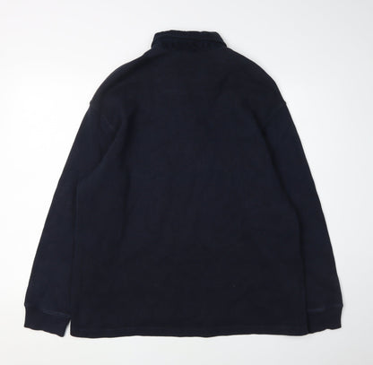 Marks and Spencer Men's Blue Long Sleeve Polo L