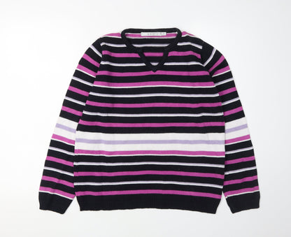 EWM Women's Multicoloured Striped Pullover Jumper S