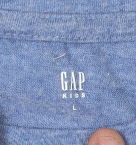 GAP Girls Blue Sequin Logo Long Sleeve T-Shirt, Size L