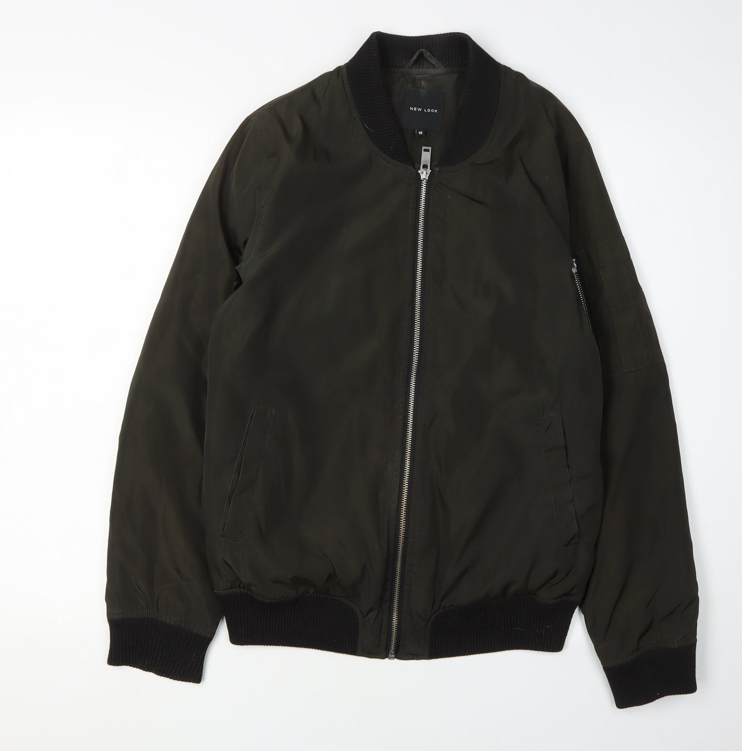 Womens UK Size 10 New Look Green Bomber Jacket