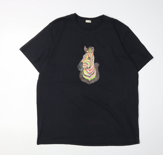 Paul Smith Men's Medium Black Zebra Graphic T-Shirt