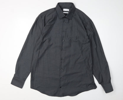 Christian Berg Men's Black Regular Fit Dress Shirt