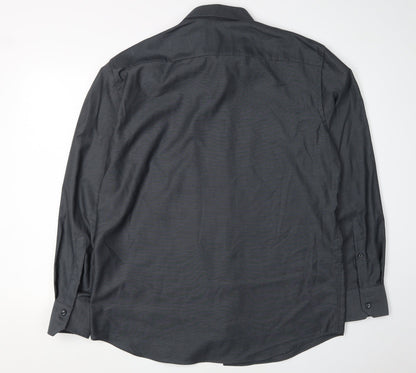Christian Berg Men's Black Regular Fit Dress Shirt