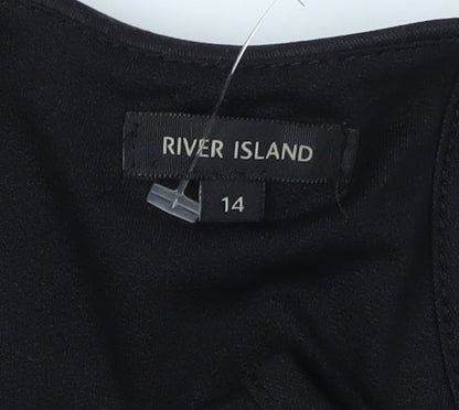 River Island Women's Black Bodycon Midi Dress - Size 14
