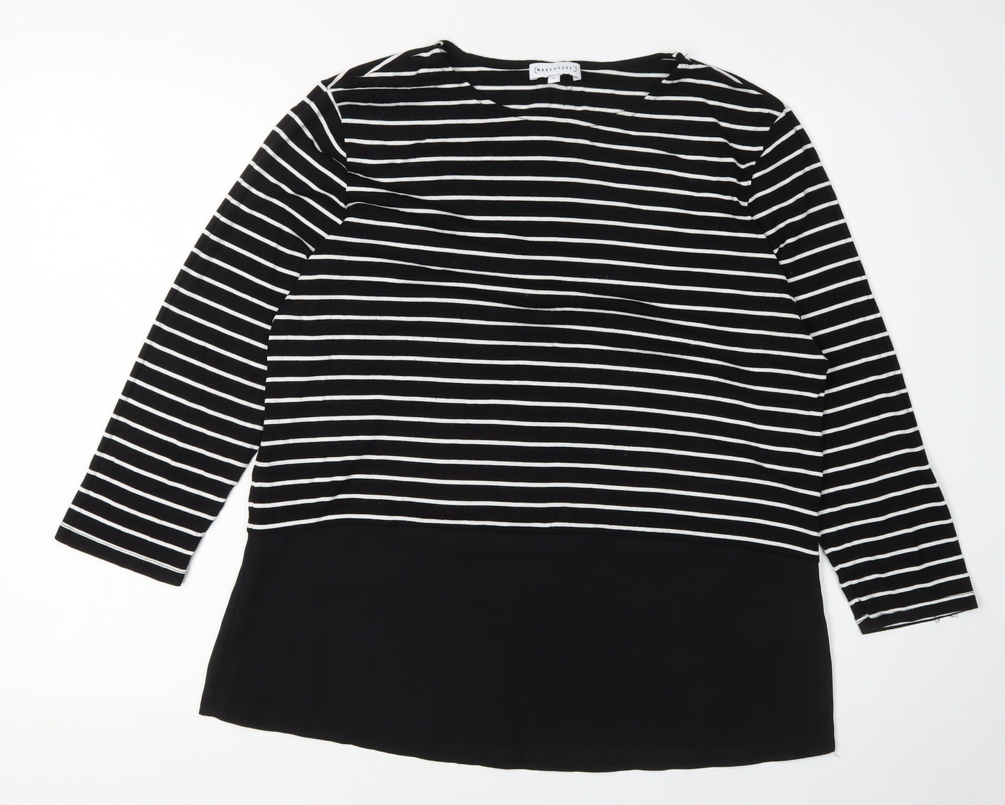 Womens UK Size 14 Warehouse Black Basic Blouse